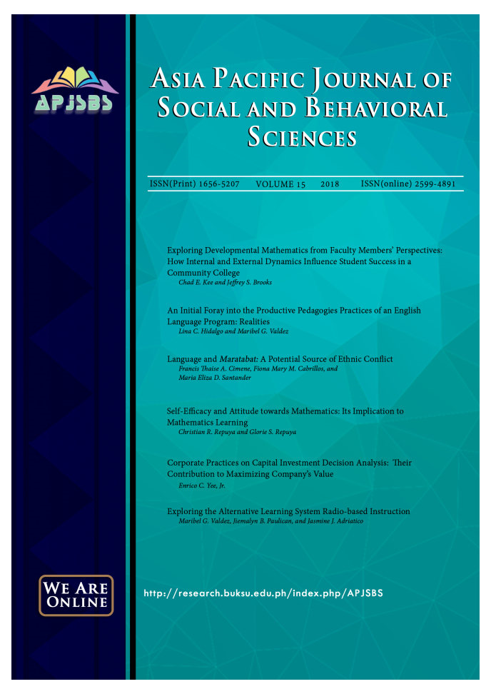 					View Vol. 15 (2018): Asia Pacific Journal of Social and Behavioral Sciences
				