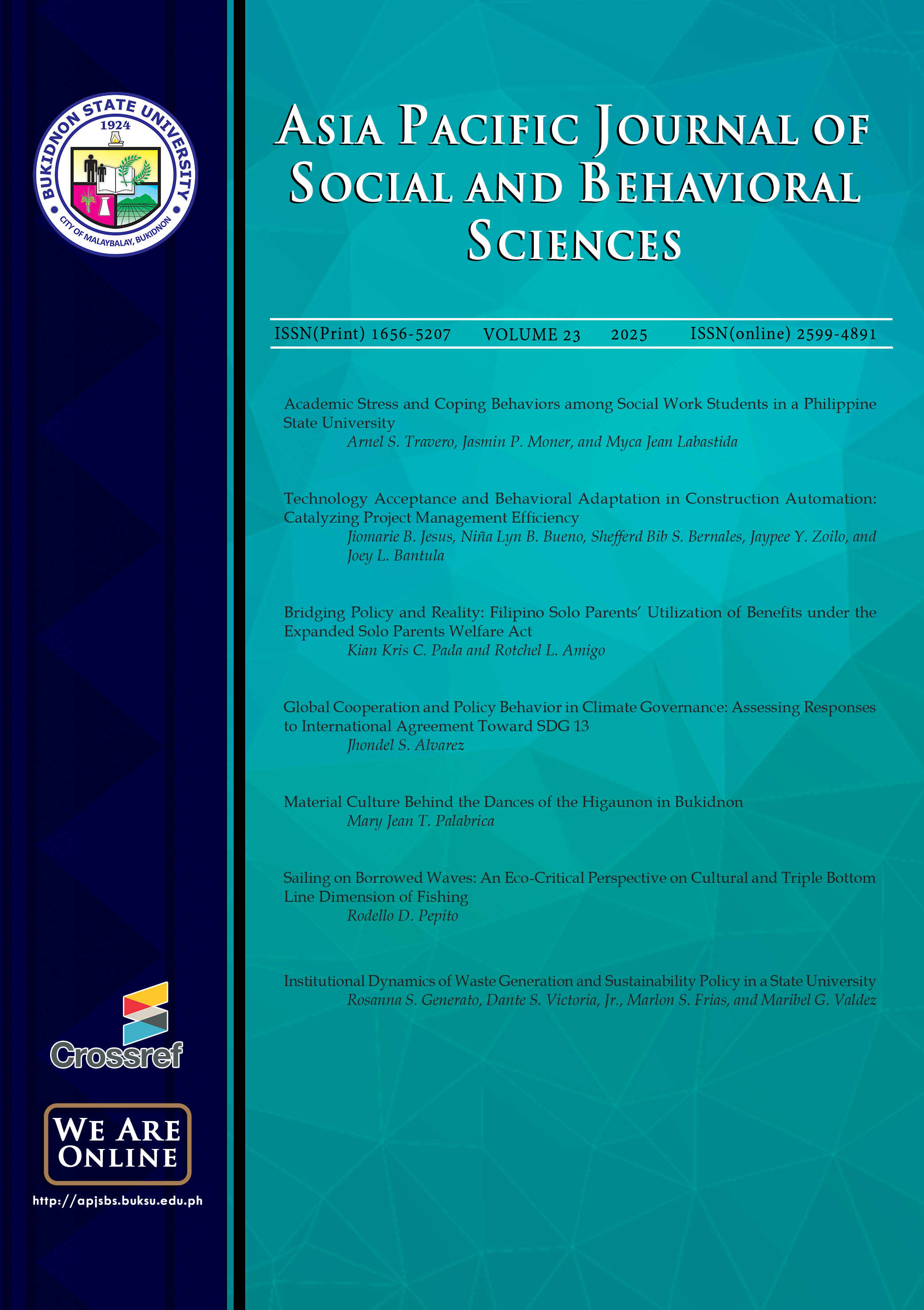 					View Vol. 23 (2025): Asia Pacific Journal of Social and Behavioral Sciences
				